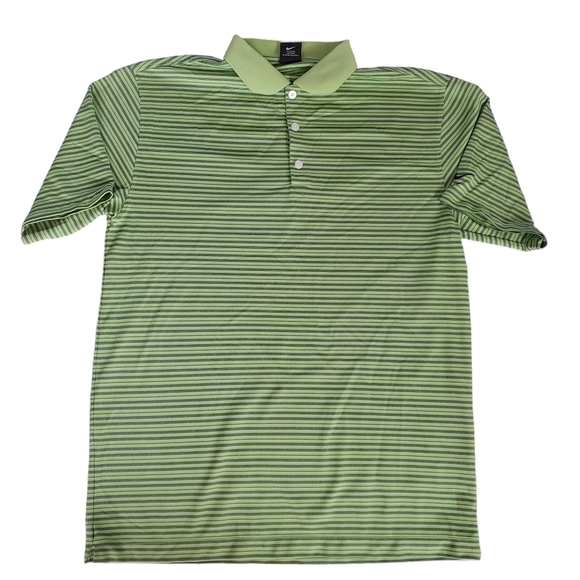 Nike Other - Nike Golf Polo Shirt Mens Large FitDry Lime green Blue‎ Stripes Outdoor